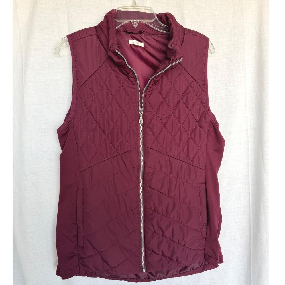 Maurices Quilted Puffer Vest Gorpcore Cabin Layering Burgundy Zip Up Size 1